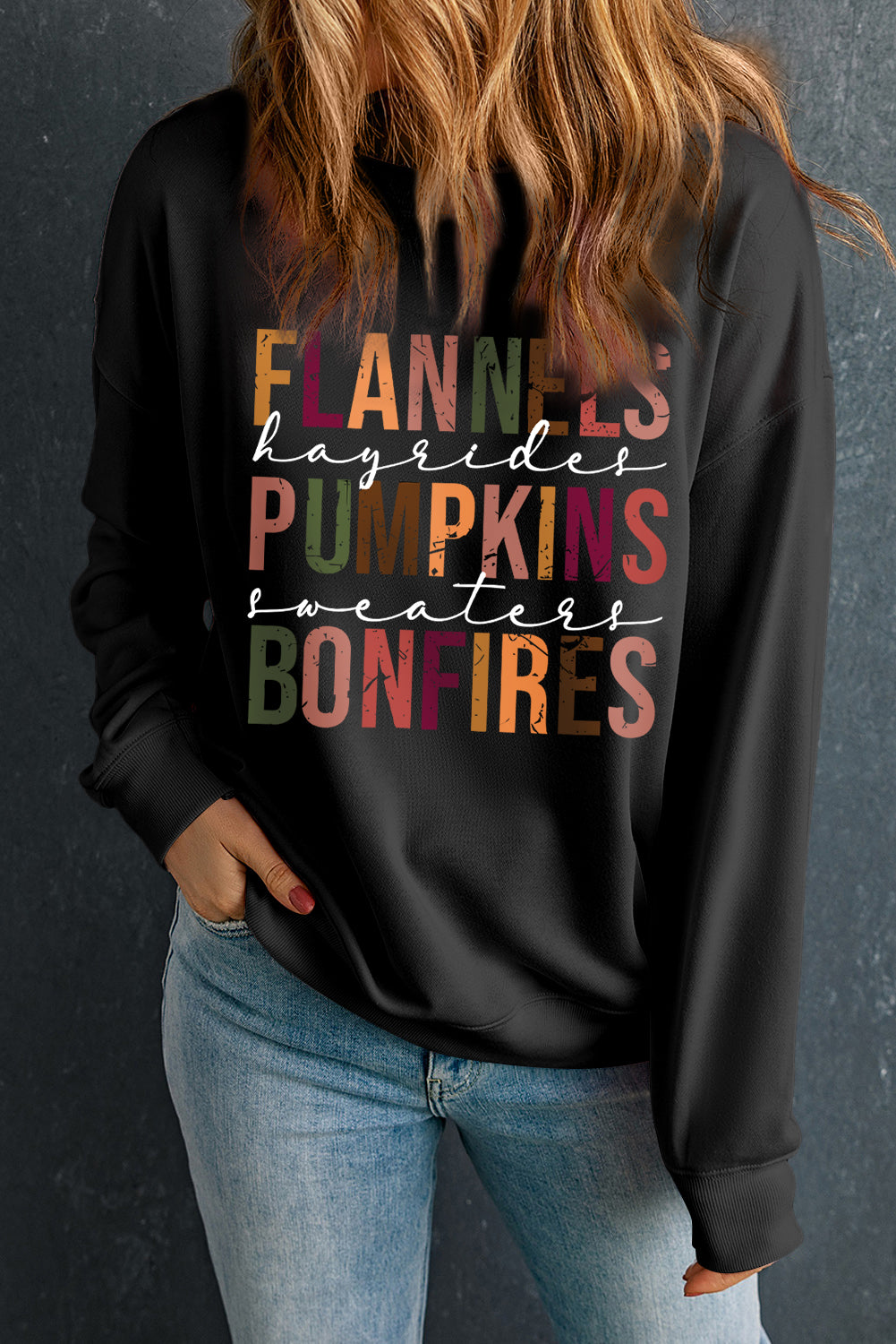 FLANNELS PUMPKINS BONFIRES Graphic Sweatshirt