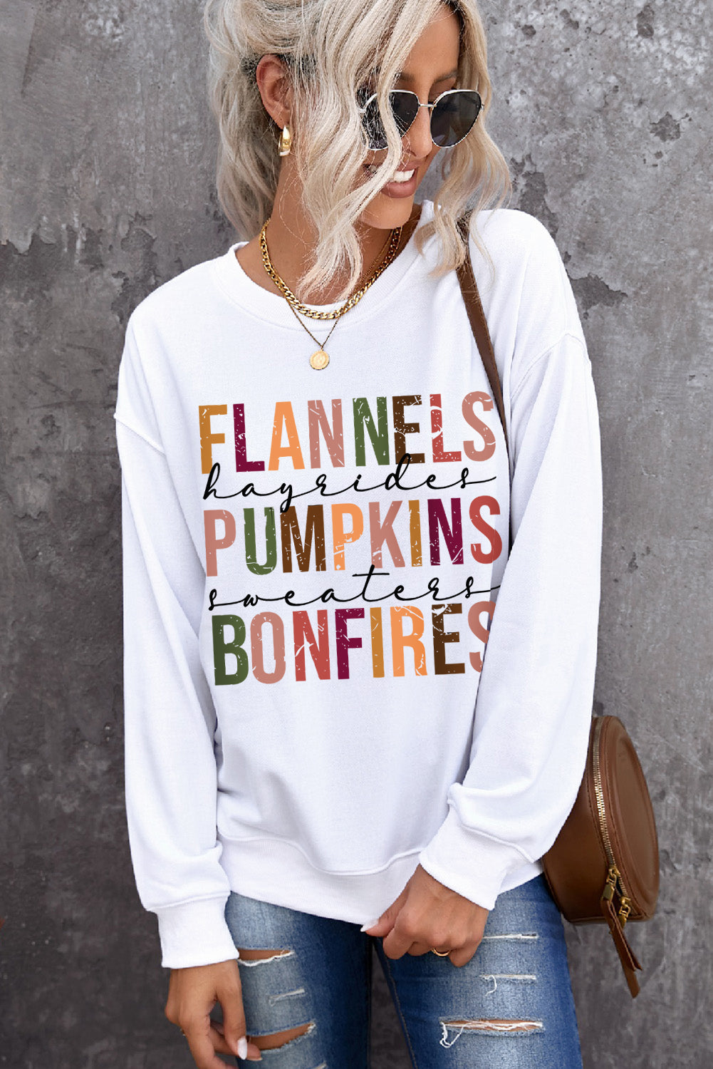 FLANNELS PUMPKINS BONFIRES Graphic Sweatshirt